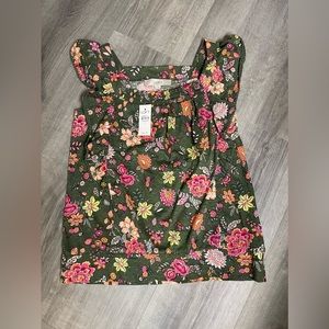 LOFT Green Floral Top